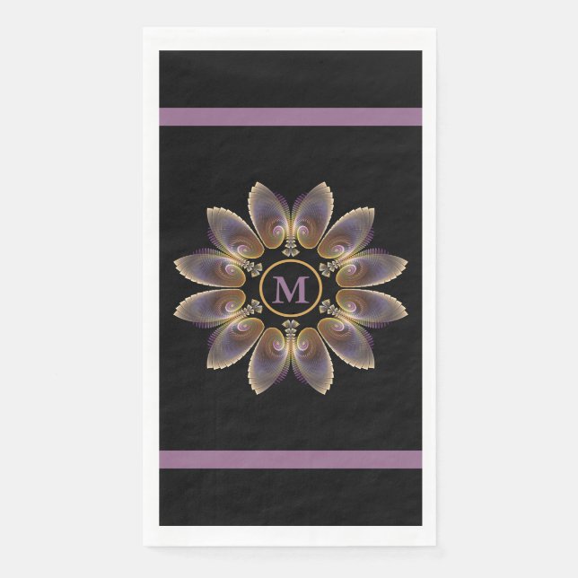 Abstrakt Angel Wings Mandala Fraktal Monogram Serviette (Vorderseite)