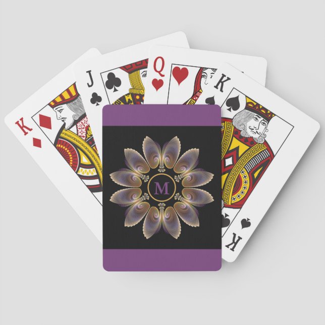 Abstrakt Angel Wings Mandala Fraktal Monogram Spielkarten (Rückseite)