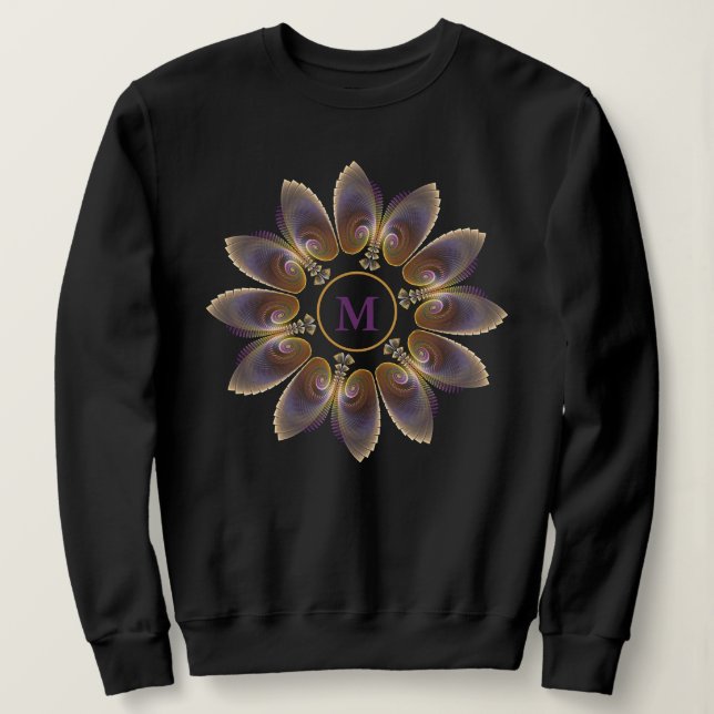 Abstrakt Angel Wings Mandala Fraktal Monogram Sweatshirt (Design vorne)