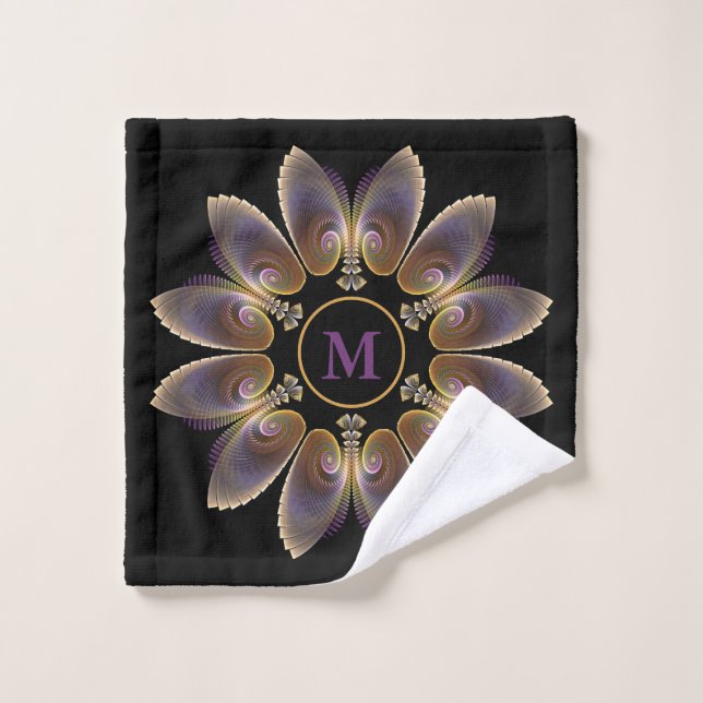 Abstrakt Angel Wings Mandala Fraktal Monogram Waschlappen (Waschlappen)