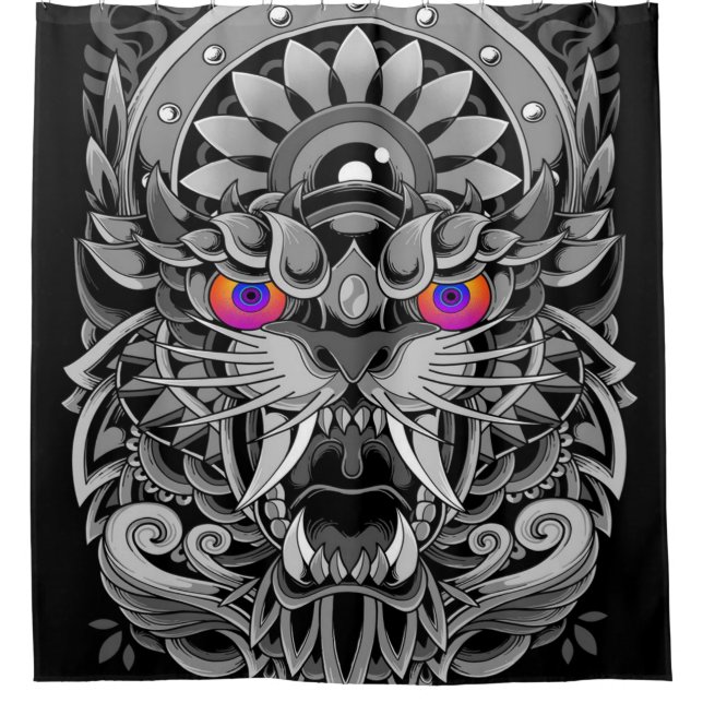 abstrakt Angry Tiger Duschvorhang (Vorderseite)