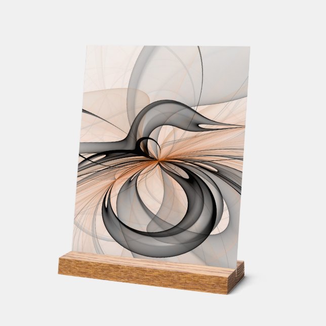 Abstrakt Anthracite Grau Siena Modernes Fraktal Ku Acrylschild (Winkel)