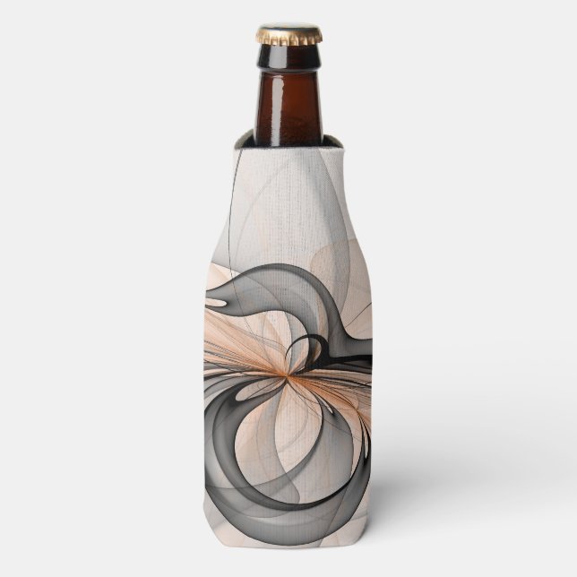 Abstrakt Anthracite Grau Siena Modernes Fraktal Ku Flaschenkühler (Flaschenvorderseite)