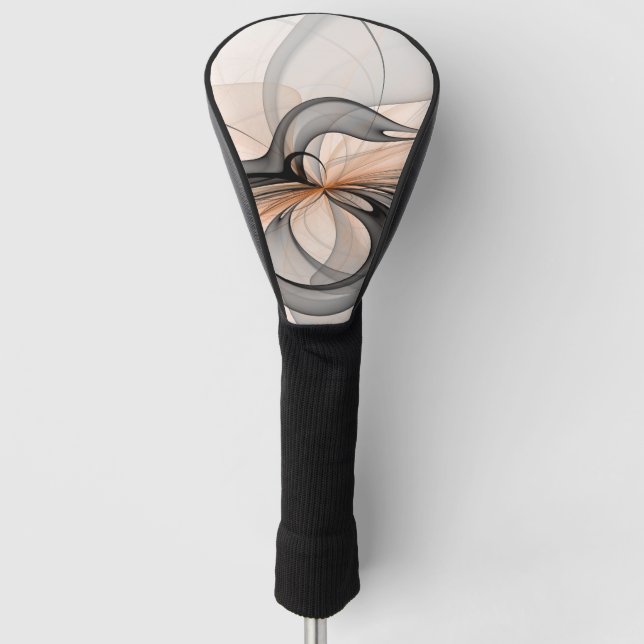 Abstrakt Anthracite Grau Siena Modernes Fraktal Ku Golf Headcover (Vorderseite)