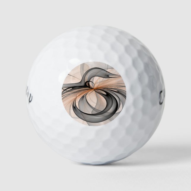 Abstrakt Anthracite Grau Siena Modernes Fraktal Ku Golfball (Vorderseite)