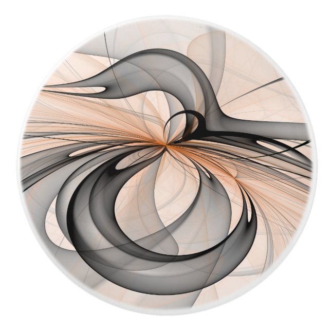 Abstrakt Anthracite Grau Siena Modernes Fraktal Ku Keramikknauf (Vorderseite)