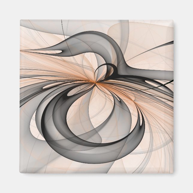 Abstrakt Anthracite Grau Siena Modernes Fraktal Ku Magnet (Vorne)