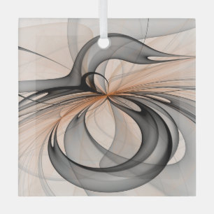 Abstrakt Anthracite Grau Siena Modernes Fraktal Ku Ornament Aus Glas