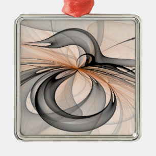 Abstrakt Anthracite Grau Siena Modernes Fraktal Ku Ornament Aus Metall
