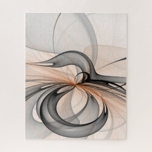 Abstrakt Anthracite Grau Siena Modernes Fraktal Ku Puzzle