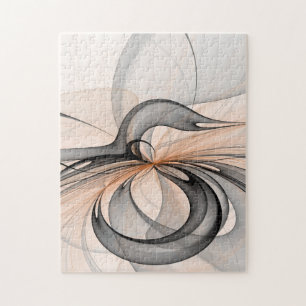 Abstrakt Anthracite Grau Siena Modernes Fraktal Ku Puzzle