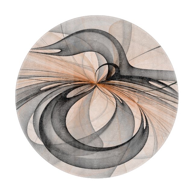 Abstrakt Anthracite Grau Siena Modernes Fraktal Ku Schneidebrett (Vorderseite)