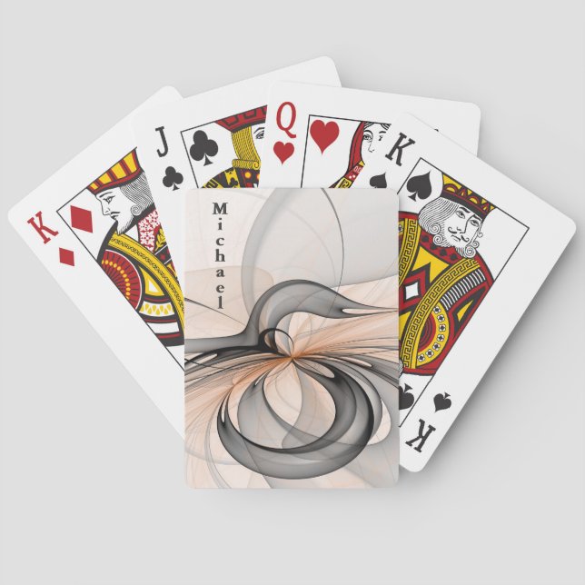 Abstrakt Anthracite Gray Sienna Form Fraktal Name Spielkarten (Rückseite)