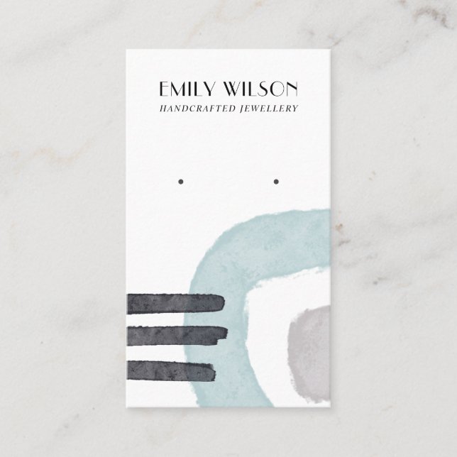 ABSTRAKT AQUA BLUE LINES STUDIEREN EARRING DISPLAY VISITENKARTE (Vorderseite)