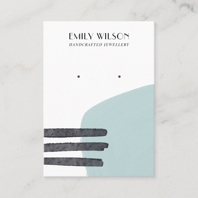 ABSTRAKT AQUA BLUE SHAPE STUDIE EARRING DISPLAY CA VISITENKARTE (Vorderseite)