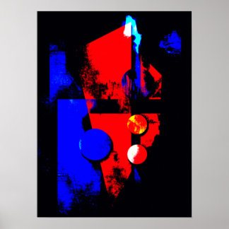 Abstrakt Art. 008, Rot, Blau und Schwarz Poster