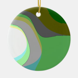 Abstrakt Art. 303 - Grüner, gelber Groovy Retro Keramik Ornament