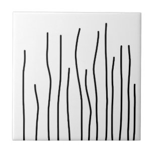 Abstrakt Art Black on White Lines Minimalismus Fliese