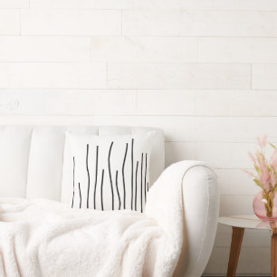 Abstrakt Art Black on White Lines Minimalismus Kissen