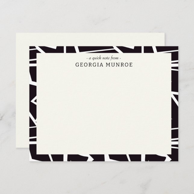 Abstrakt Art Black Personalisiert Stationery Mitteilungskarte (Vorne/Hinten)