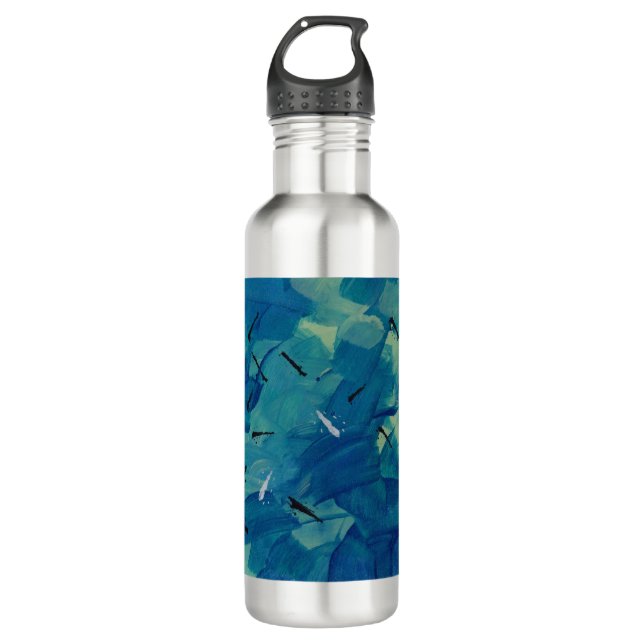 Abstrakt Art Blue Aquamarin Water Flasche Edelstahlflasche (Vorderseite)