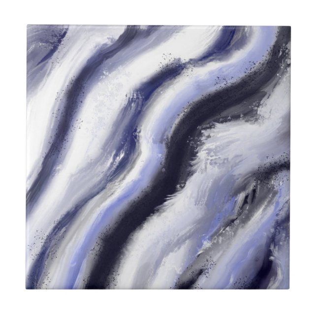 Abstrakt Art Blue Gray Moderne Fliese (Vorderseite)