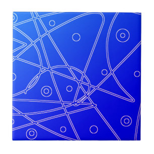 Abstrakt Art Blue Lines Circles Minimalismus Fliese