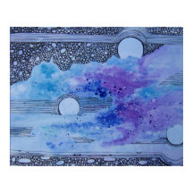 Abstrakt Art Blue Moon Pink und Grau Poster