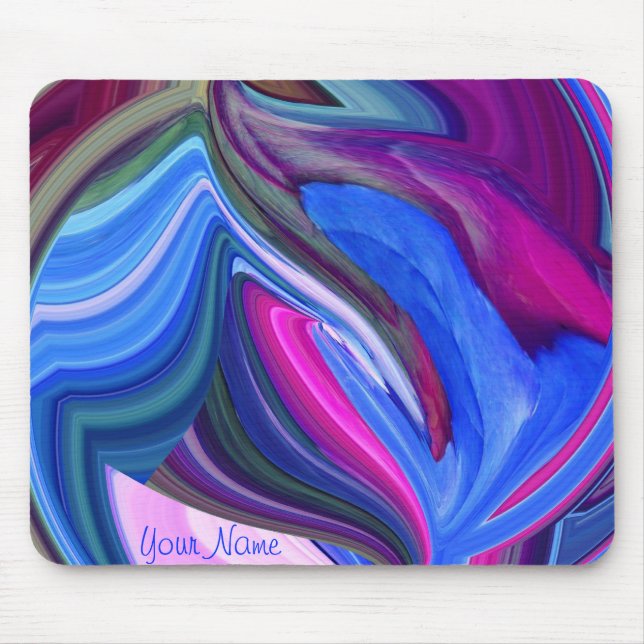 Abstrakt Art Blue N Pink Leaf Mouse Pad Mousepad (Vorne)