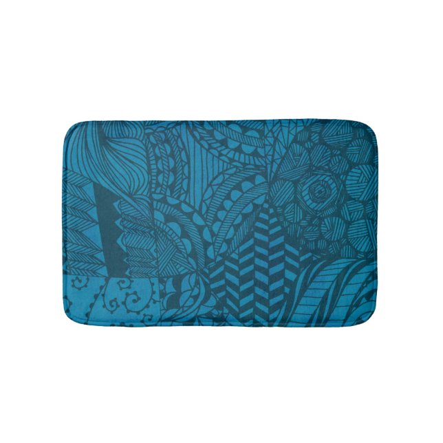 Abstrakt Art Blue Pattern Badematte (Vorderseite)
