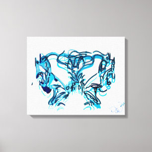 Abstrakt Art Blue und Aquamarin Leinwanddruck