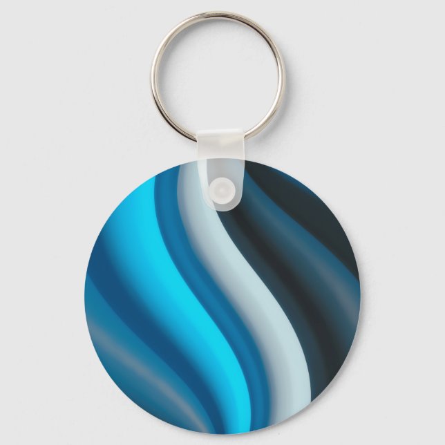 Abstrakt Art Blue Waves Schlüsselanhänger (Vorderseite)
