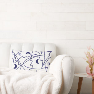 Abstrakt Art Blue White Line Circles Minimalismus Lendenkissen