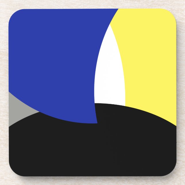 Abstrakt Art Blue Yellow Getränkeuntersetzer (Vorderseite)
