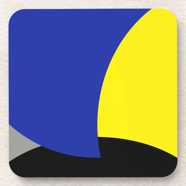 Abstrakt Art Blue Yellow Getränkeuntersetzer (Vorderseite)