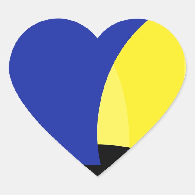 Abstrakt Art Blue Yellow Herz-Aufkleber (Vorderseite)