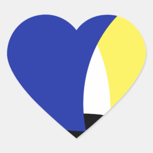 Abstrakt Art Blue Yellow Herz-Aufkleber
