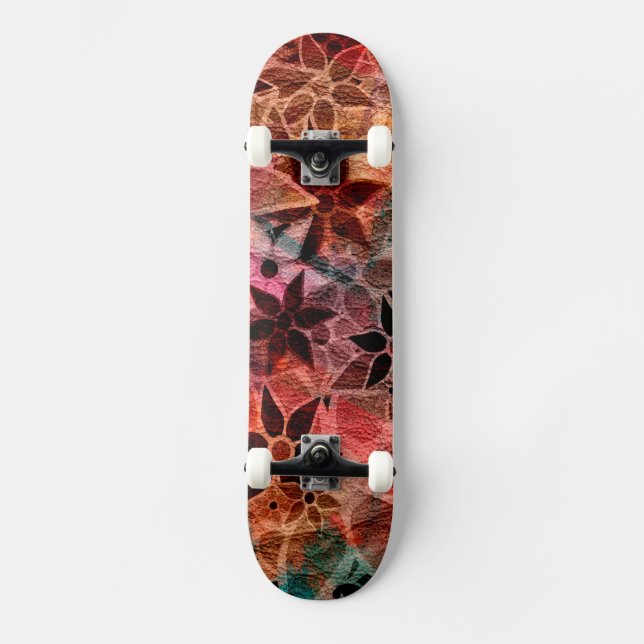 Abstrakt Art Blume Muster 3 Skateboard (Vorderseite)