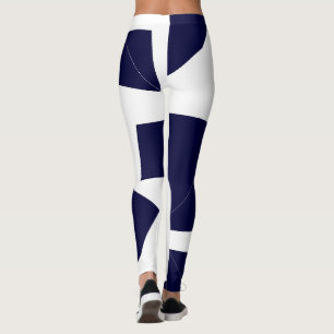 Abstrakt Art Bold Dark Blue White Leggings