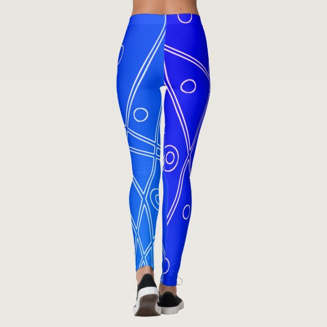Abstrakt Art Bright Blue Line Circles Minimalismus Leggings (Rückseite)