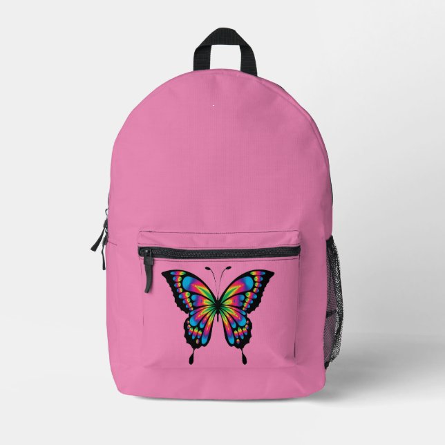 Abstrakt Art Butterfly Print Backpack Bedruckter Rucksack (Vorderseite)