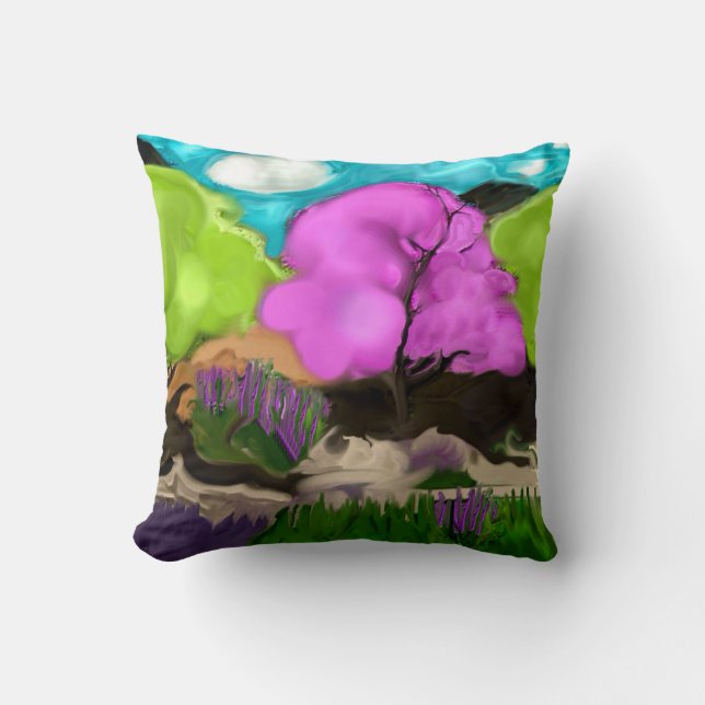 Abstrakt Art Cotton Candy Trees Kissen (Vorderseite)