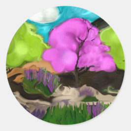 Abstrakt Art Cotton Candy Trees Runder Aufkleber