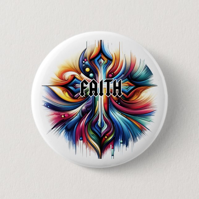 Abstrakt Art Cross Faith Button (Vorderseite)