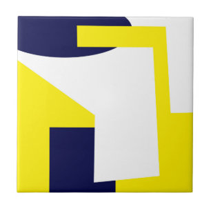 Abstrakt Art Dark Blue Yellow White Fliese