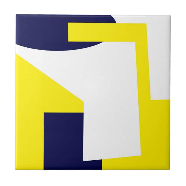 Abstrakt Art Dark Blue Yellow White Fliese (Vorderseite)