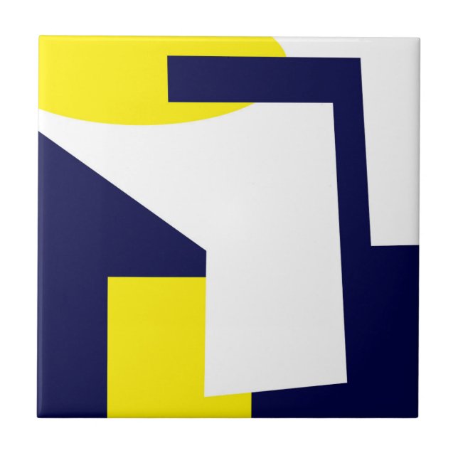 Abstrakt Art Dark Blue Yellow White Fliese (Vorderseite)