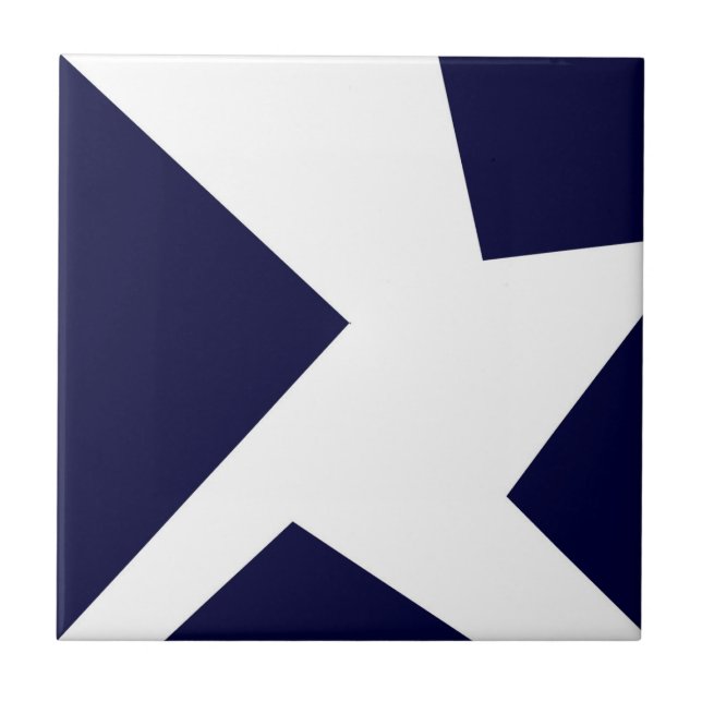 Abstrakt Art Dark Royal Blue White Fliese (Vorderseite)