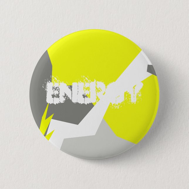 Abstrakt Art Energy Yellow Gray Button (Vorderseite)