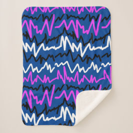 Abstrakt Art Funky Colorful ZigZags Throw Blanket Sherpadecke